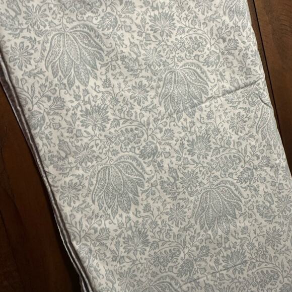 Ralph Lauren Queen Flat Sheet Light Gray Blue Water Lily Floral Cotton Cottage
